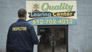 Why Audits Failed Without Real Time Inspections: An inspector verifying an abandoned "Quality Learning Center" facility, demonstrating how traditional audits miss ghost centers and fraudulent storefronts.